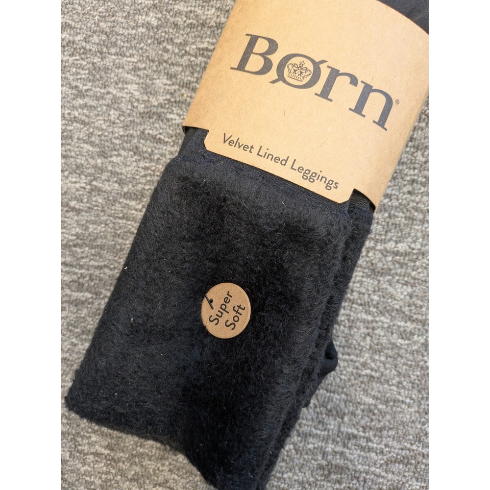 Born Women's Size M/L Velvet Lined Leggings‎ Black Super Soft Thermal NEW - Picture 3 of 6